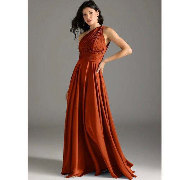 Azazie Paprika One Shoulder Dress - Picture 3 of 16